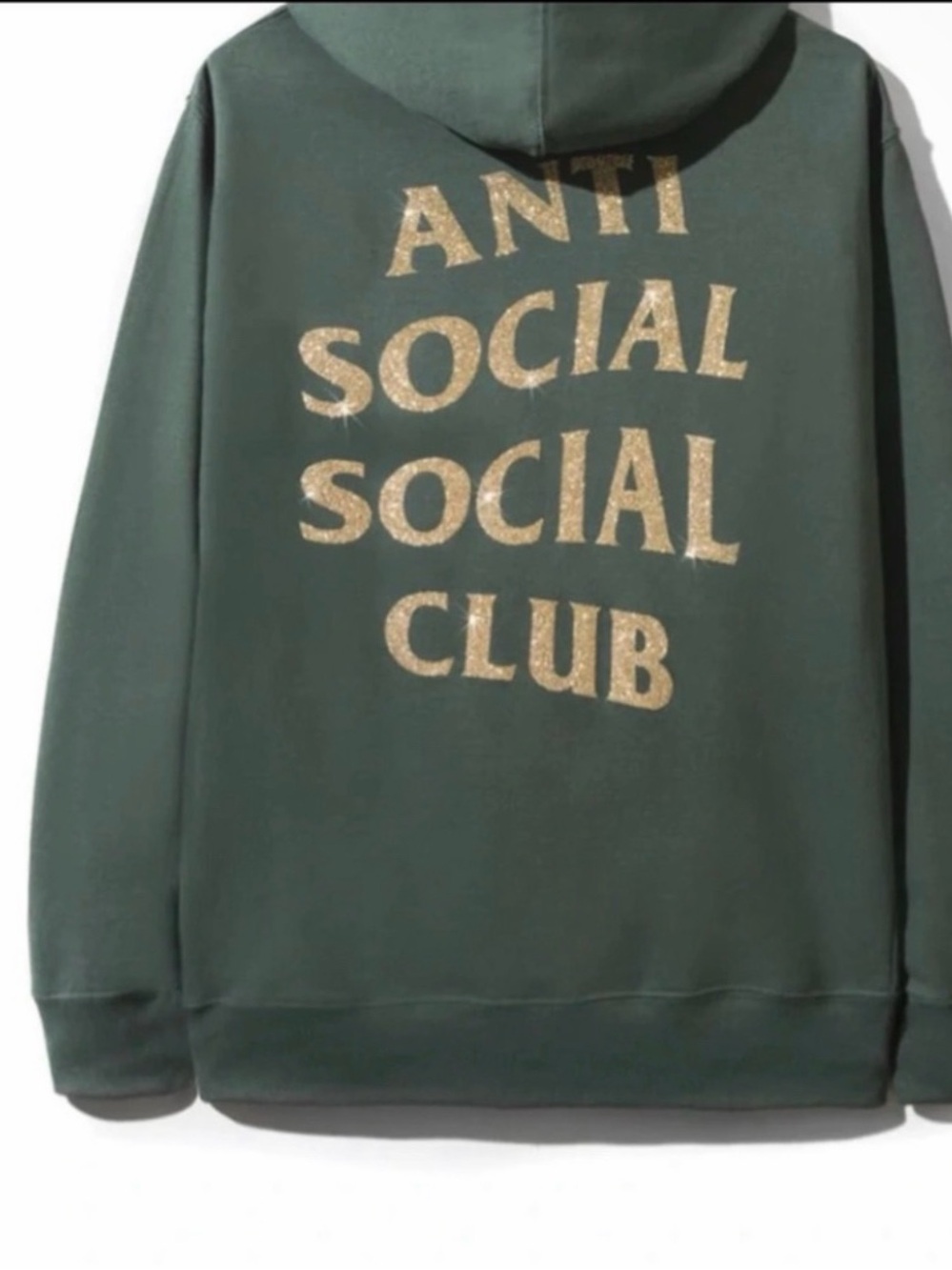 Anti Social Social Club Forest Green Crewneck Sweatshirt with Gold Logo